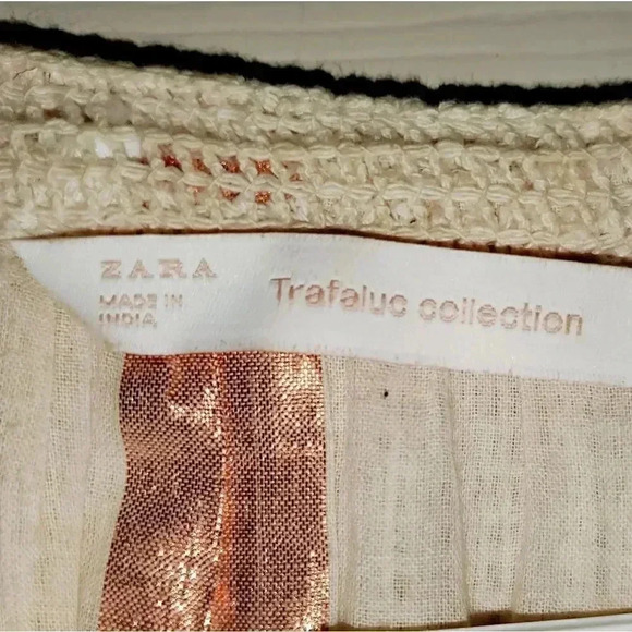 Zara Trafaluc Tassel Tie Neck Boho Peasant Small Bell Sleeve Mesh Top Blouse XS - Picture 8 of 10